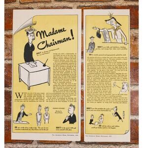1942 Vintage Print Article - "Madame Chairman!" Do’s‎ & Don’ts for Leadership